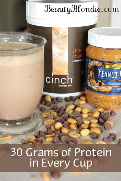 Chocolate Peanut Butter Cup Chocolate Cinch Shake at BeautyBlondie.com
