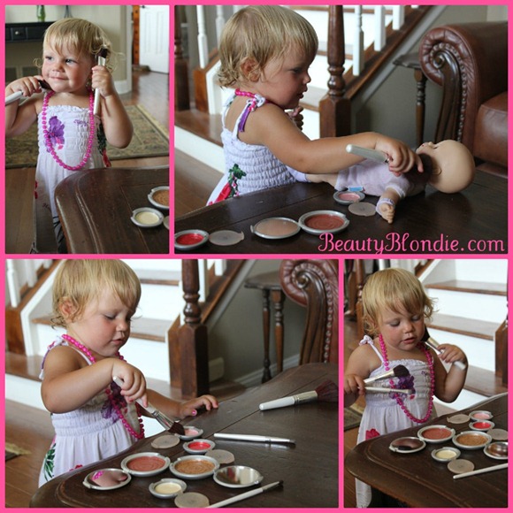 Little Girl Playing with Home Made Kids Play Make Up at BeautyBlondie.com