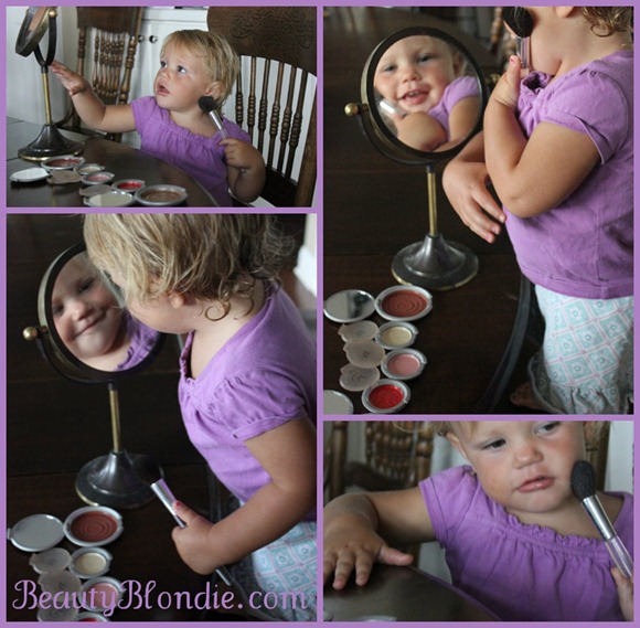 Little Girl Playing with Home Made Make Up at BeautyBlondie.com