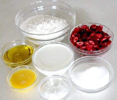 Ingredients for amazing Cranberry muffins. 