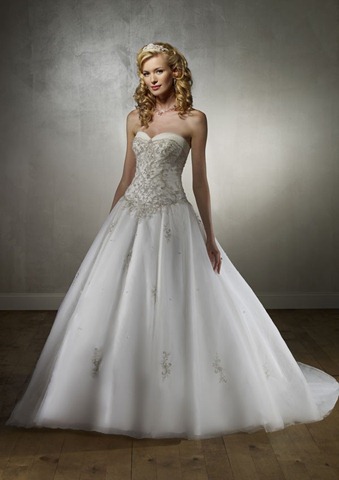 Ballroom wedding dress with bead work and crystals