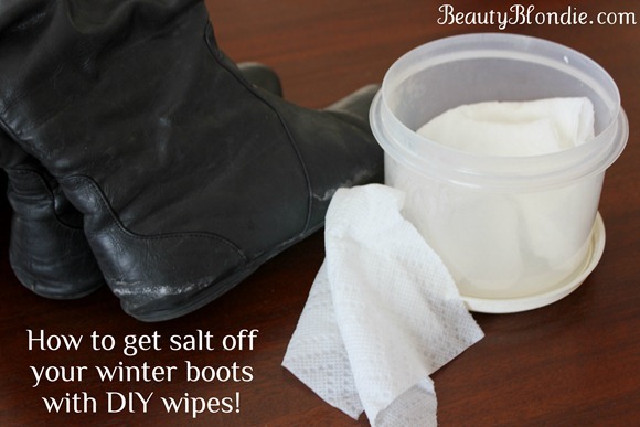 How to get salt off your winter boots with DIY wipes.