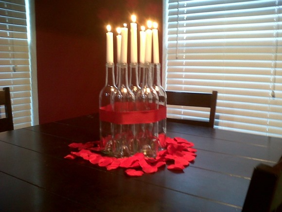 Clear Wine Bottle in a group with candles
