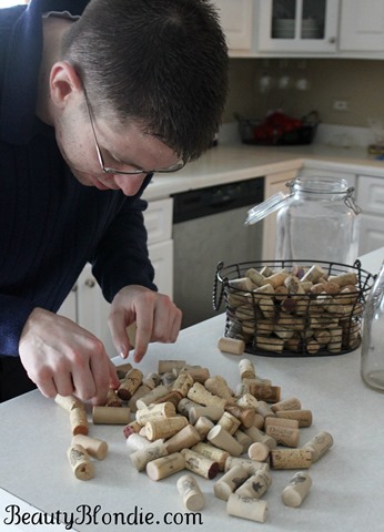 Sorting corks to use at the reception of my wedding