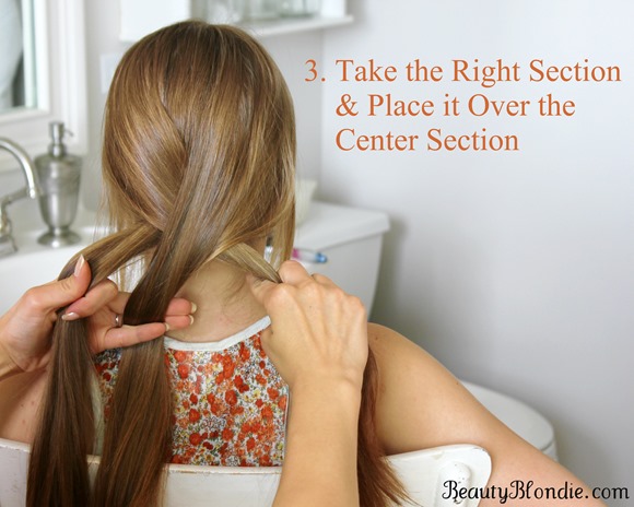 3. Take the Right Section and Place it Over the Center Section for a Basic Braid 