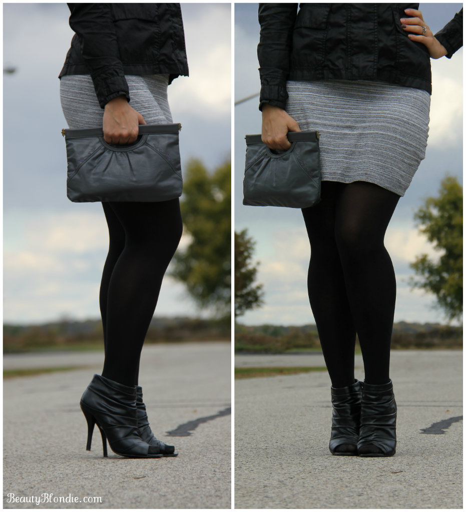 I love this outfit. Grey, Black and Leather