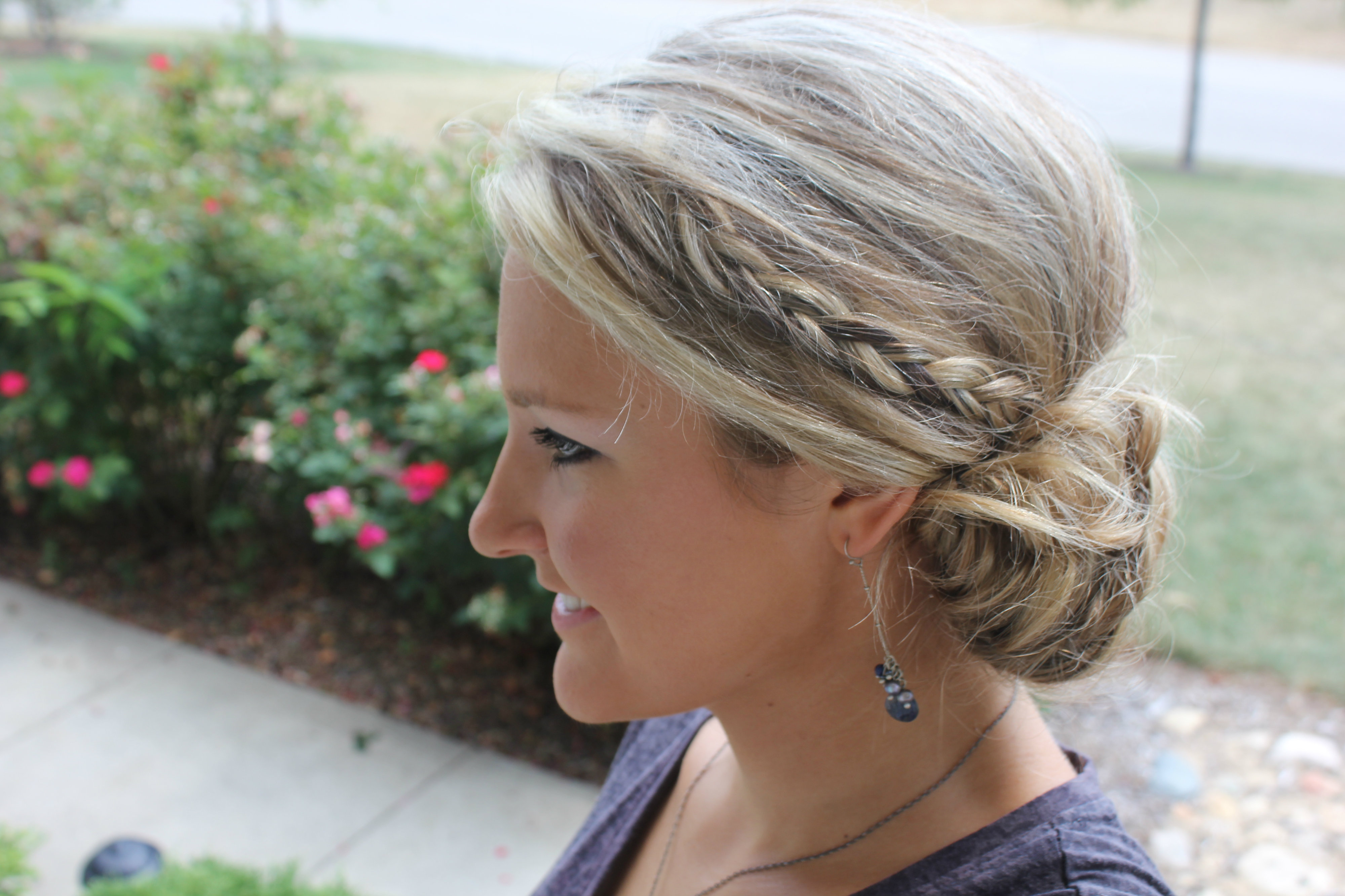 How to Style a Simple Messy Bun with Braids